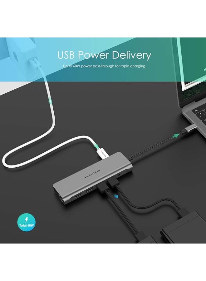 Lention LENTION USB C Hub with 4K HDMI, SD 3.0 Card Reader, Gigabit Ethernet, Charging, USB 3.0/2.0 & Aux Port Compatible MacBook Pro, New Mac Air/Surface, More, Stable Driver Adapter (CB-C69, Space Gray)  - Image 4