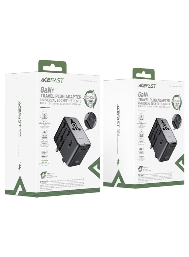 ACEFAST Z8 2500W PD45W GaN Fast Charging Adapter with 3×USB-C + 2×USB-A Ports - Image 2
