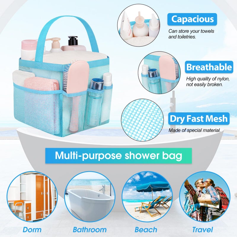 Attmu Mesh Shower Caddy Portable for College Dorm Room Essentials with 8 Pockets, Hanging Shower Caddy Dorm Basket, Quick Dry Shower Bag for Bathroom - Image 2