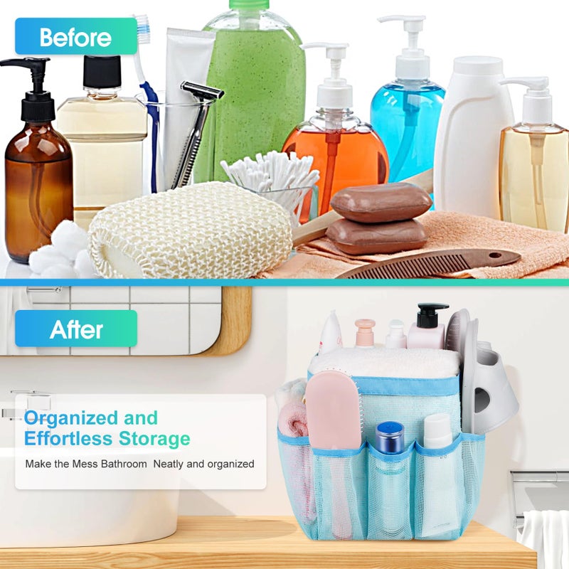Attmu Mesh Shower Caddy Portable for College Dorm Room Essentials with 8 Pockets, Hanging Shower Caddy Dorm Basket, Quick Dry Shower Bag for Bathroom - Image 4