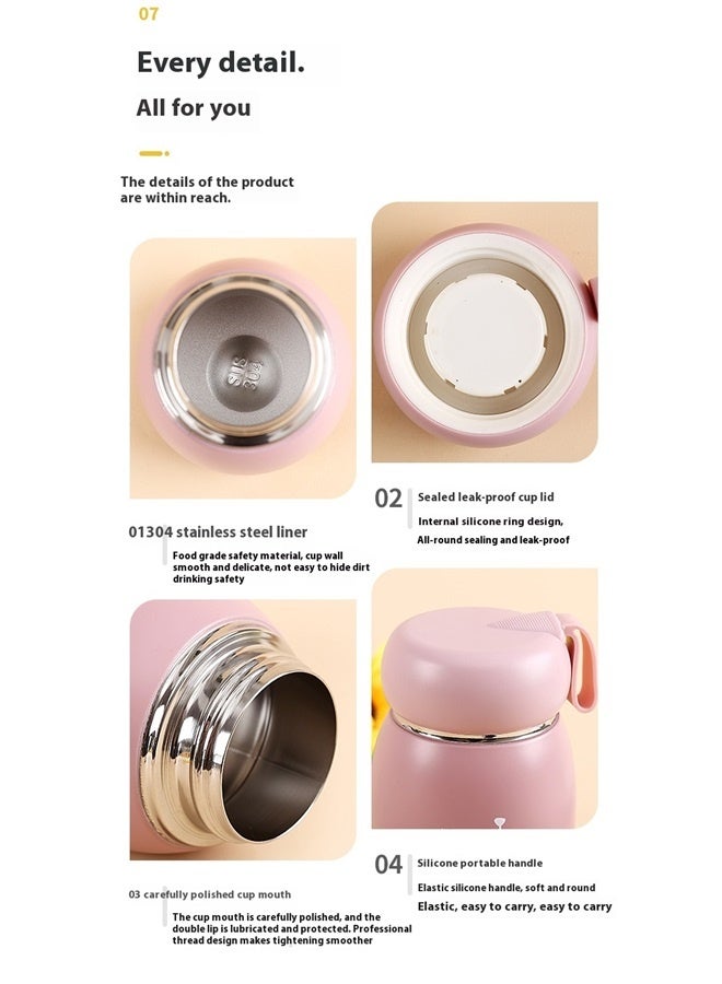 High-quality Stainless Steel Vacuum Leak-proof and Spill-proof Travel Bottle - 320ml,Mini Water Bottle Travel Coffee Mug with Handle Thermal Cups for Hot and Cold Drinks Insulated Tumblers for Women Vacuum Sealed Flask Pink - Image 5