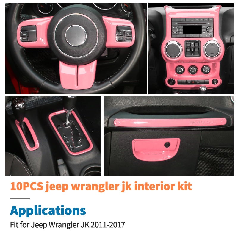 JeCar 10pcs Full Pink Interior Trim Kit Fit for Jeep Wrangler JK 2011-2017 - Image 2