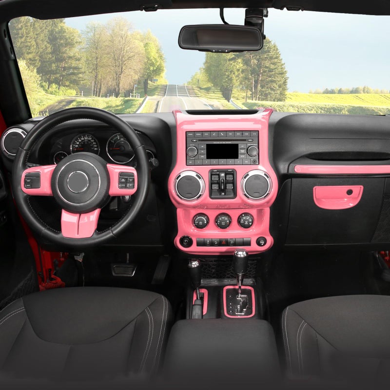 JeCar 10pcs Full Pink Interior Trim Kit Fit for Jeep Wrangler JK 2011-2017 - Image 1