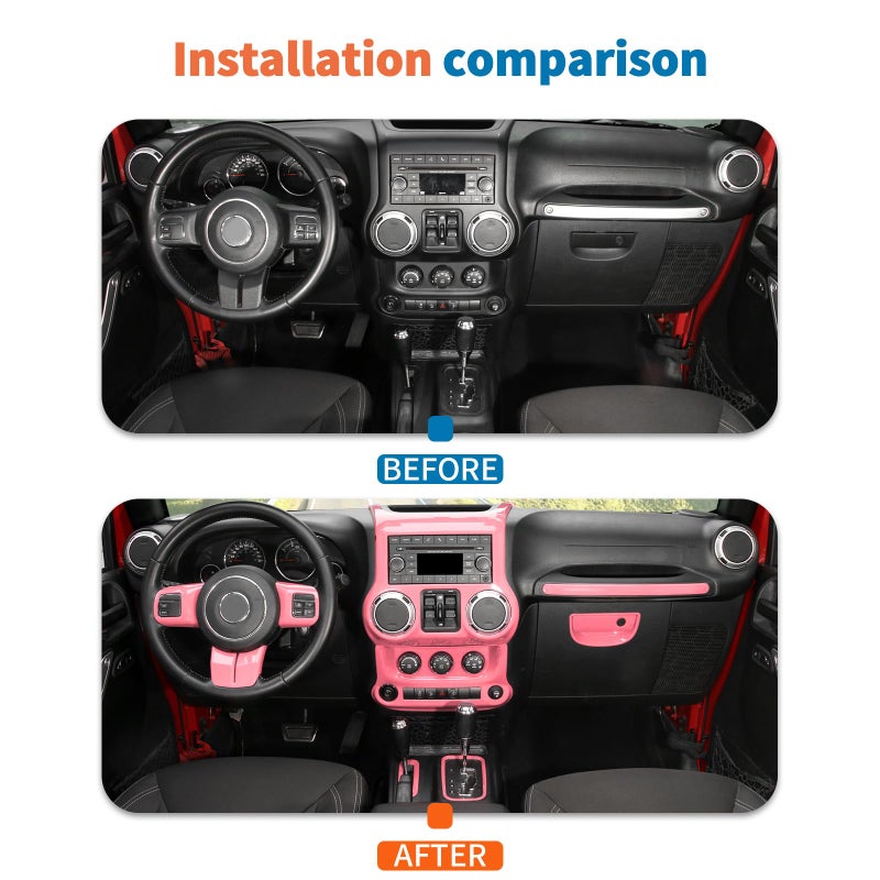 JeCar 10pcs Full Pink Interior Trim Kit Fit for Jeep Wrangler JK 2011-2017 - Image 3