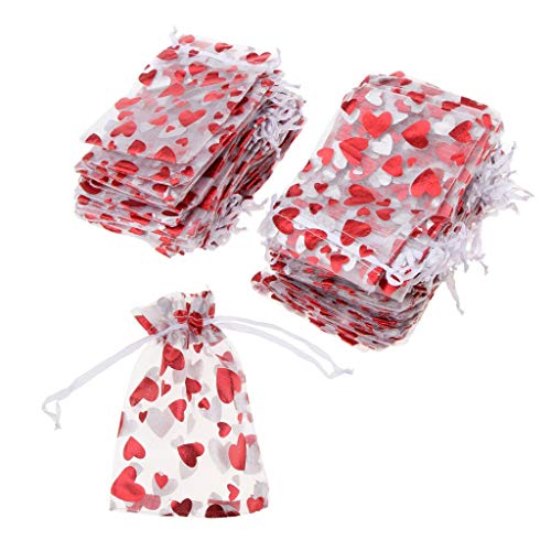KODORIA 100pcs Love Heart Gift Bags Candy Bags Jewelry Packaging Wedding Gift Pouch Drawstring Bags for Valentine's Day Wedding Festival Party Supply - Image 4