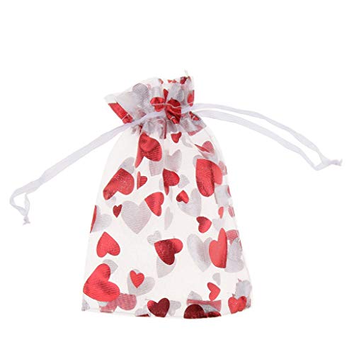 KODORIA 100pcs Love Heart Gift Bags Candy Bags Jewelry Packaging Wedding Gift Pouch Drawstring Bags for Valentine's Day Wedding Festival Party Supply - Image 3