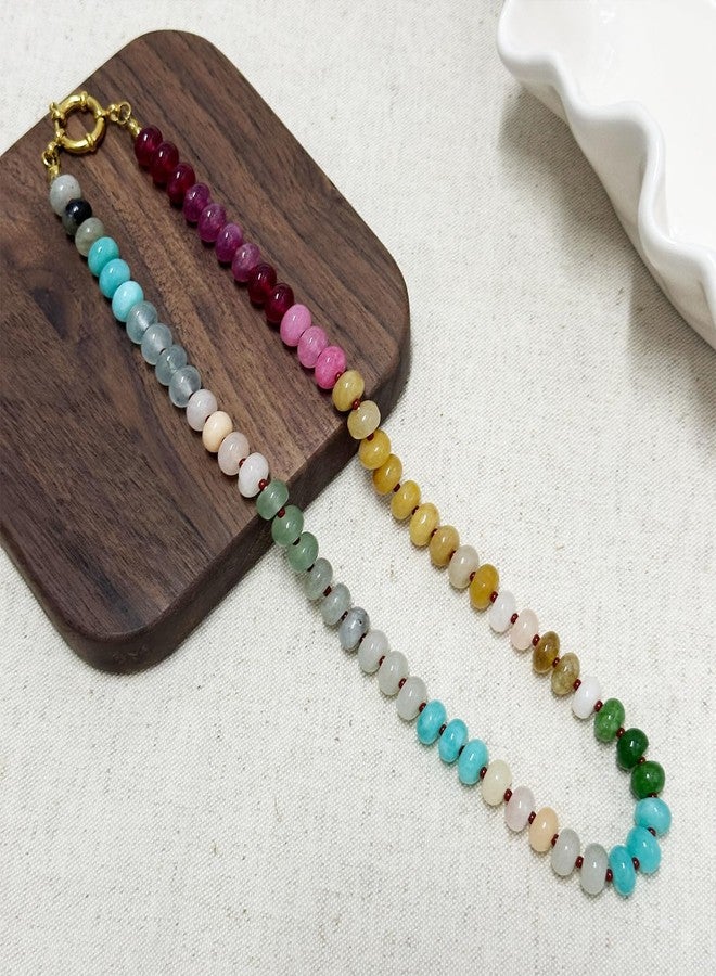 HTH Colorful Beaded Choker Necklace Boho Natural Stone Bead Necklace for Women Handmade Stone Beads Jewelry (Colorful) - Image 5