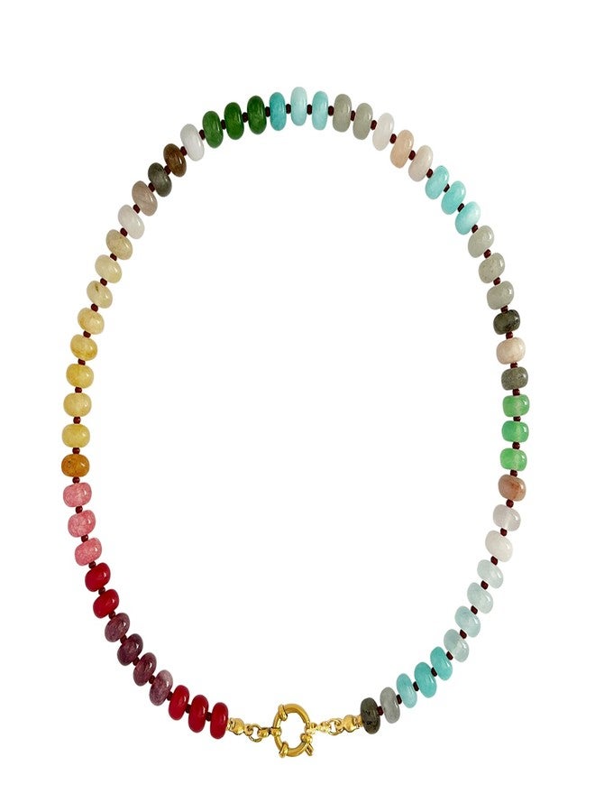 HTH Colorful Beaded Choker Necklace Boho Natural Stone Bead Necklace for Women Handmade Stone Beads Jewelry (Colorful) - Image 1