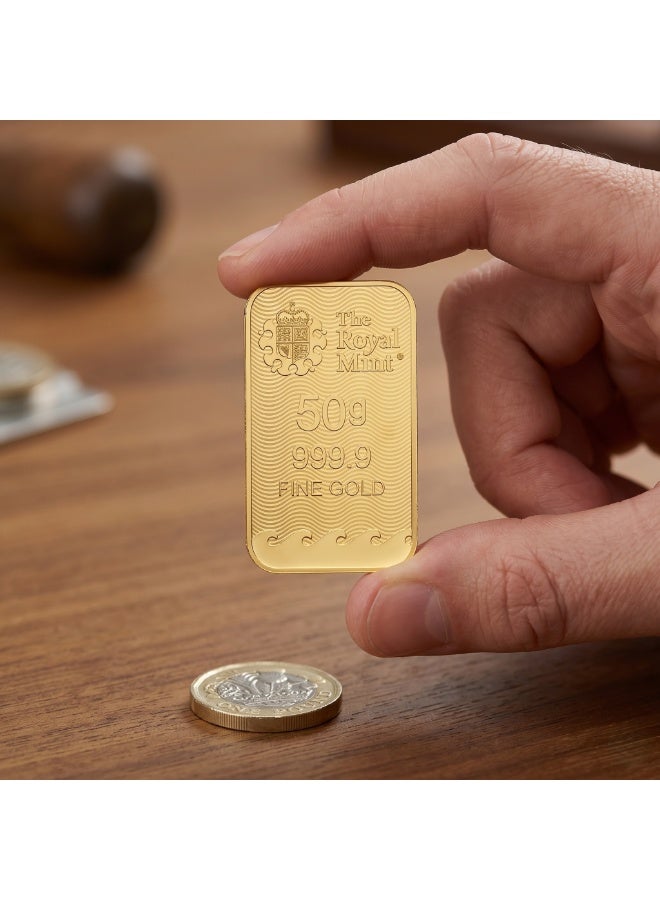 The Royal Mint Britannia 50g Fine Gold Bar 999.9 Purity | UK Minted | Secure Blister Packaging - Image 4