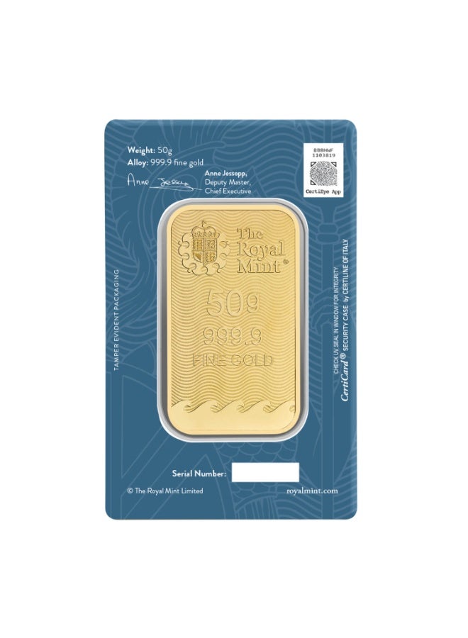 The Royal Mint Britannia 50g Fine Gold Bar 999.9 Purity | UK Minted | Secure Blister Packaging - Image 3