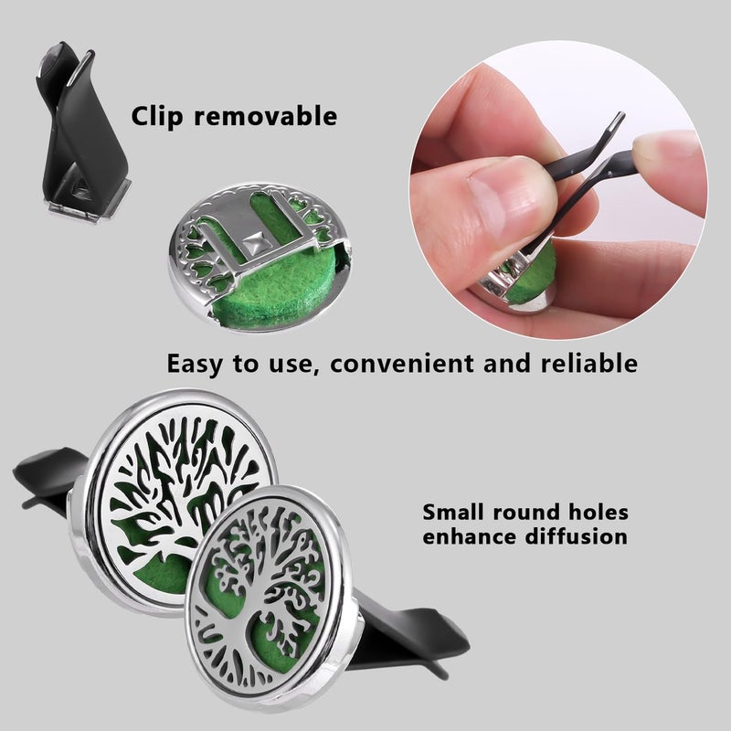 YWLI Car Air Freshener Diffuser Vent Clips - Aromatherapy Essential Oil Diffuser Tree of Life Car Clip with 20 Refill Pads, Gift for Women/Men - Image 3