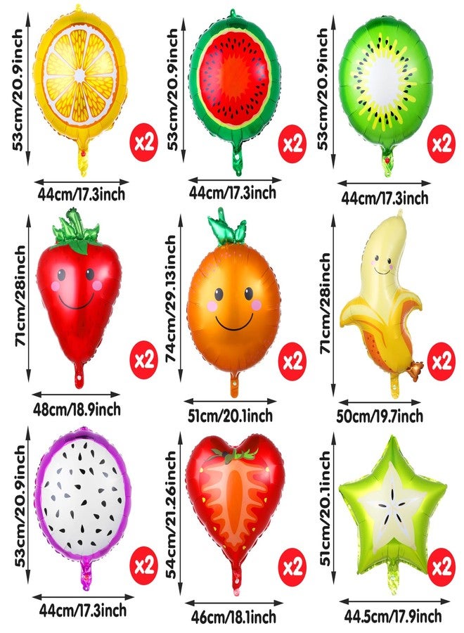 DSLSQD 18 Pics Fruit Balloons, Tropical Fruit Party Decorations with Ribbon and Straw, Aluminum Foil Balloons for Wedding, Birthday, Baby Shower - Image 2