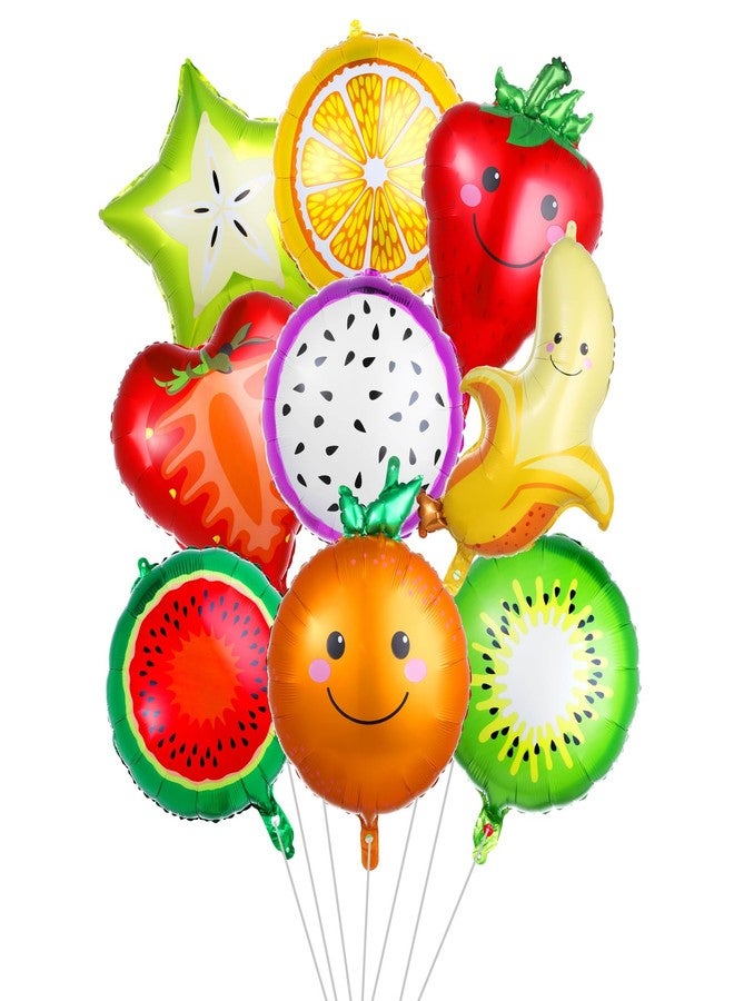 DSLSQD 18 Pics Fruit Balloons, Tropical Fruit Party Decorations with Ribbon and Straw, Aluminum Foil Balloons for Wedding, Birthday, Baby Shower - Image 1