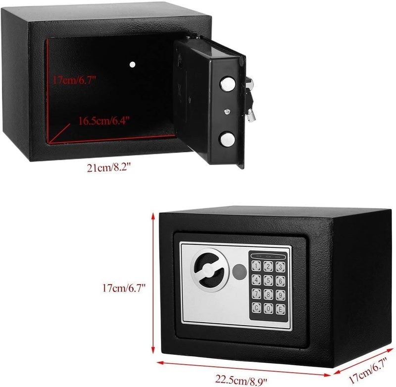 V TRIVYOM Safe Box Digital Electronic Security Keypad Mini Small Safes with Grey Safe And Lock Box for Home Office Travel Business Use Black 12 Liter - Image 3