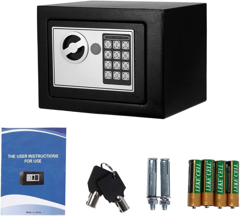V TRIVYOM Safe Box Digital Electronic Security Keypad Mini Small Safes with Grey Safe And Lock Box for Home Office Travel Business Use Black 12 Liter - Image 5