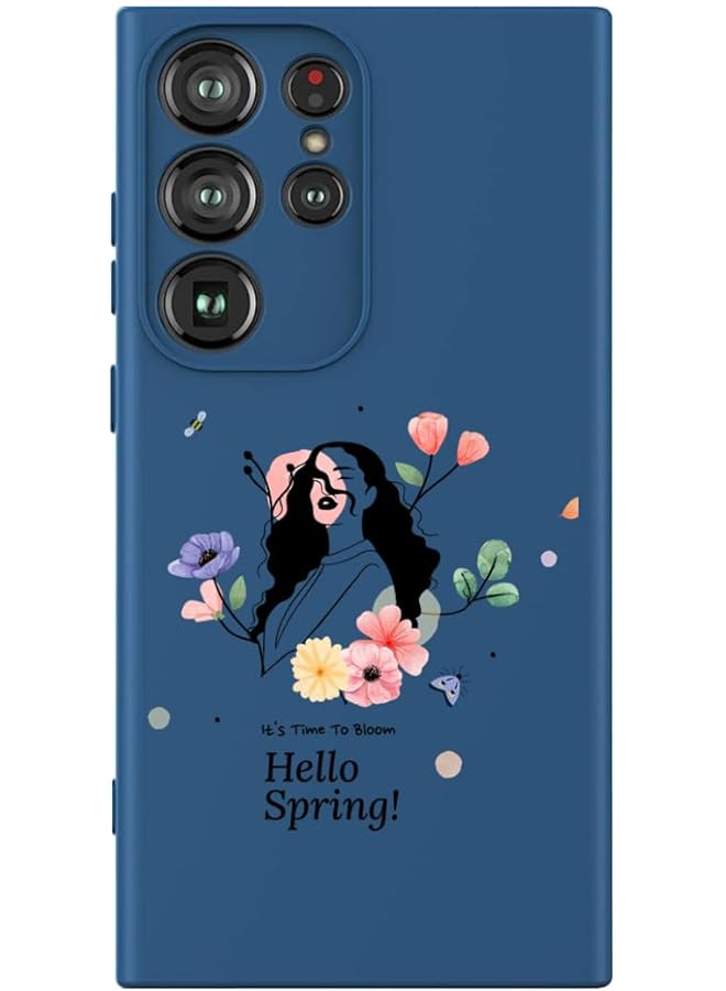 إيروريكس جراب واقٍ رفيع من السيليكون السائل مع حماية كاملة للجسم مضاد للخدش ومضاد للصدمات لهاتف Samsung Galaxy S24 Ultra أزرق Hello Spring متعدد الألوان Mcplssgs24Ubluea322 - Image 1