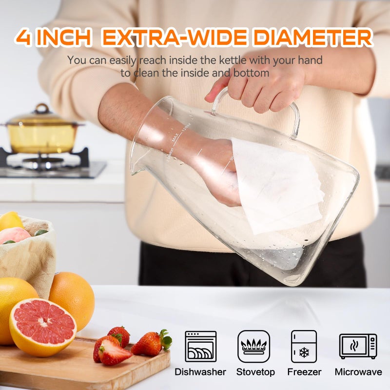Aofmee 1 Gallon 128oz Glass Pitcher, Water Pitcher with Lid and Spout, Glass Carafe for Hot/Cold Drink, Water Jug for Iced Tea, Coffee, Juice, Milk, Beverage (Extra-Wide Mouth) - Image 5