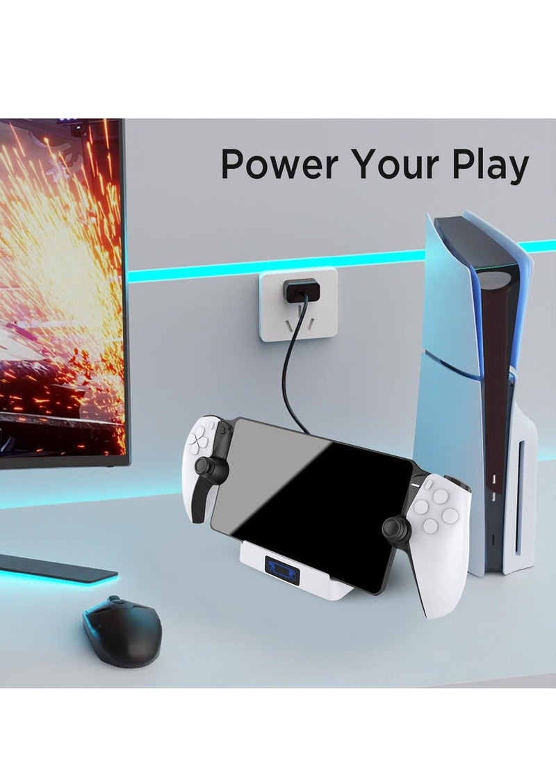 Generic Charging Dock Station for Playstation Portal, Remote Player with LED Indicator and USB C Charging Cable, Stand Holder Charging Station Accessories for Playstation 5 Portal Console (White)  - Image 3