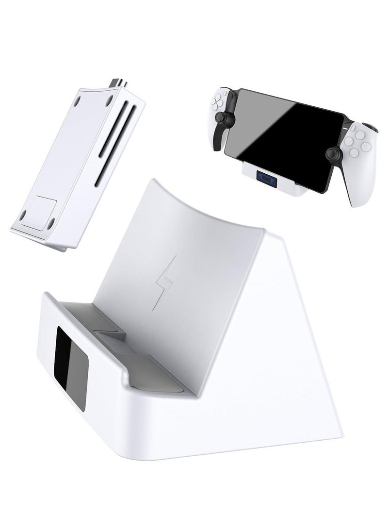 Generic Charging Dock Station for Playstation Portal, Remote Player with LED Indicator and USB C Charging Cable, Stand Holder Charging Station Accessories for Playstation 5 Portal Console (White)  - Image 1