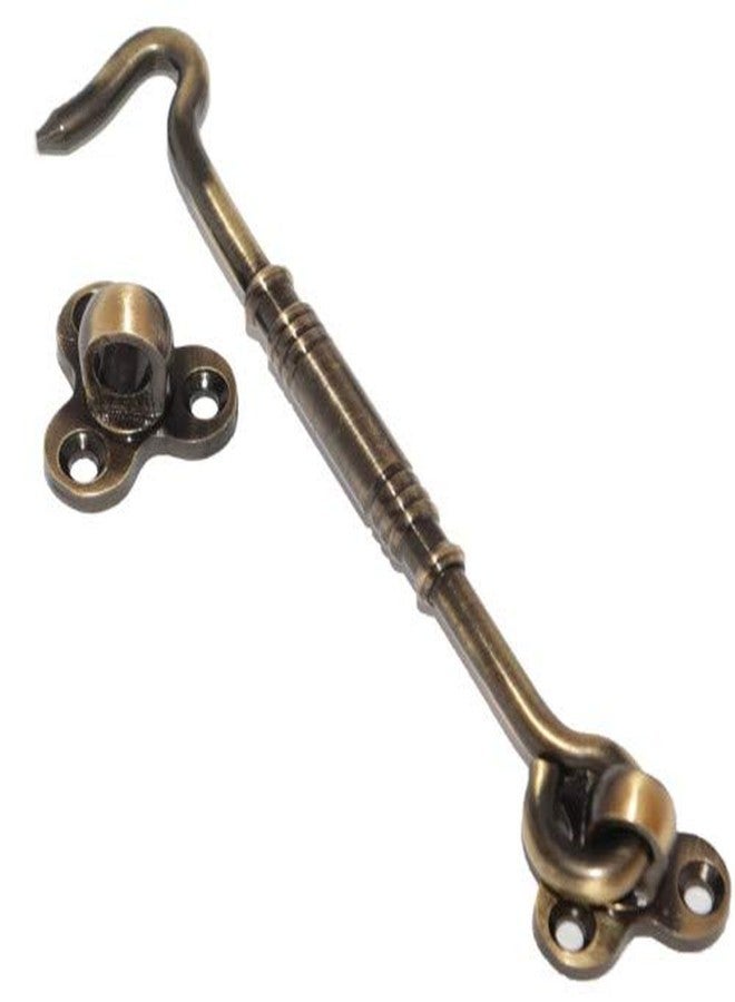 RISEOM Brass Heavy Gate Hook and Eye/Window Hook for Double Doors Gates/Windows(Flower Eye) (Pack of 2, Antique-5 inch) - Image 2