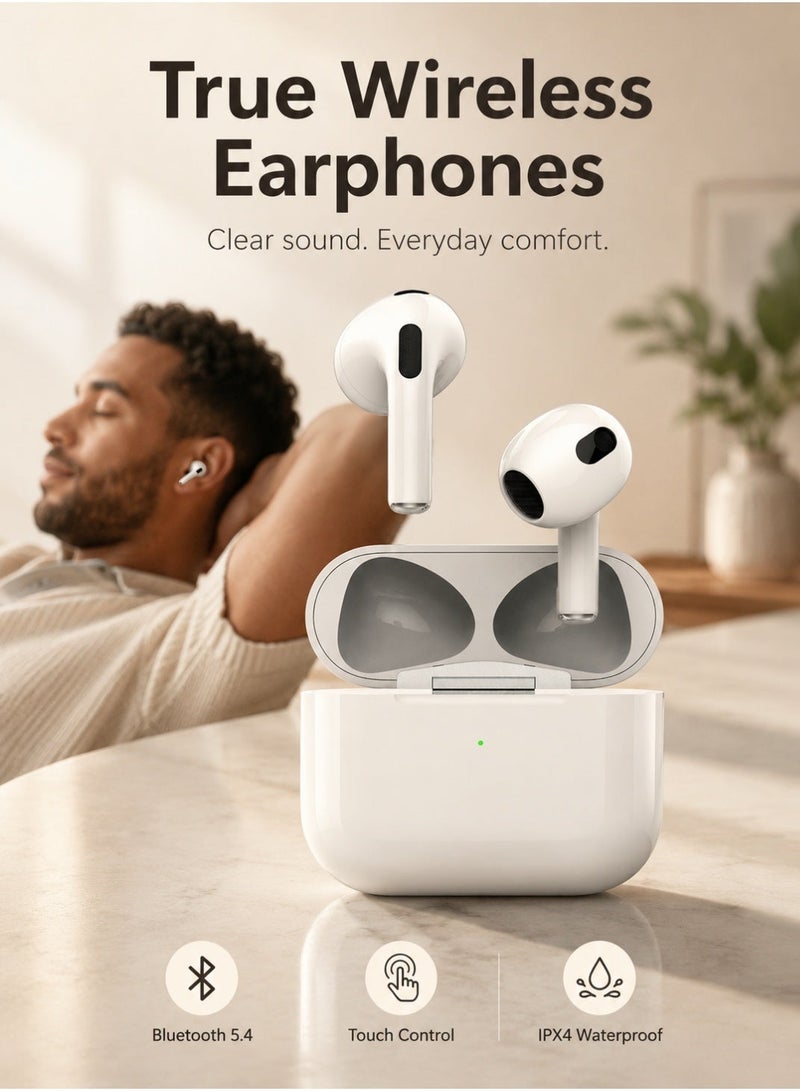 Starfire Touch Control Bluetooth Earbuds V5.4, Dual Channel Stereo Wireless Earphones, IPX4 Sweat Resistant, 10m Range, 300mAh Charging Case, Lightweight Comfort for Calls, Music & Daily Use - Image 2