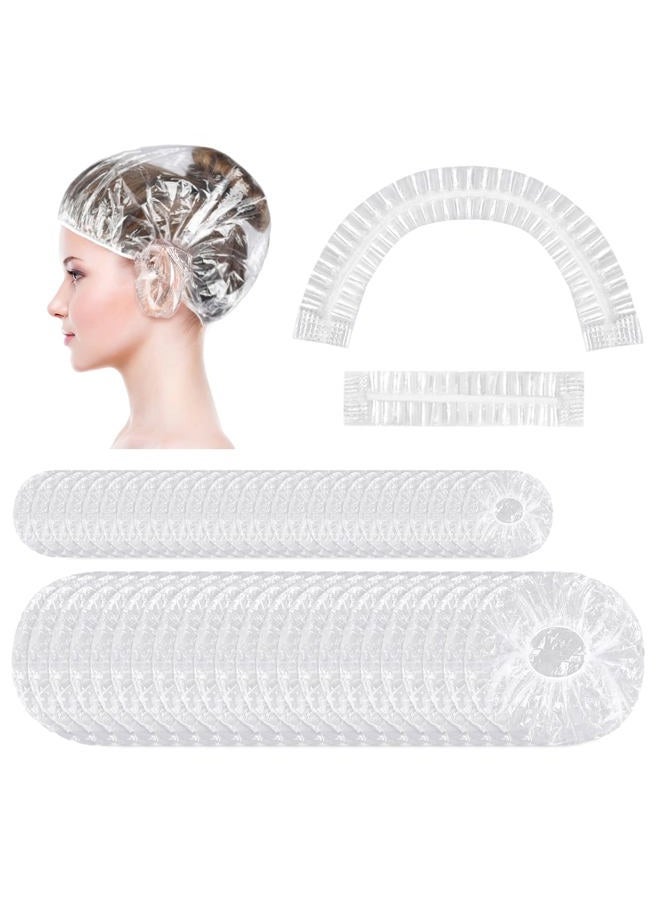 MORGLES 50 Pcs Ear Covers for Shower with 80 Pcs Shower Caps, Waterproof Ear Covers and Large Disposable Plastic Caps for Bathing, Hair Dye, Conditioning in Home Hotel Travel - Image 1