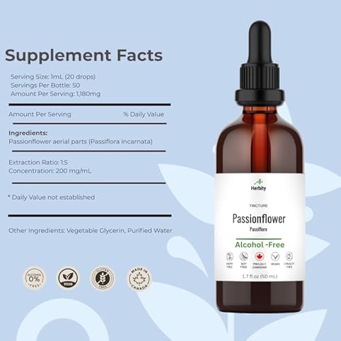 Herbity Passionflower Tincture – Alcohol-Free Herbal Extract for Calm, Mood & Sleep Support – Glycerin-Based, Vegan & No Added Sugar-Free Supplement – (1.7 Fl Oz) - Image 2
