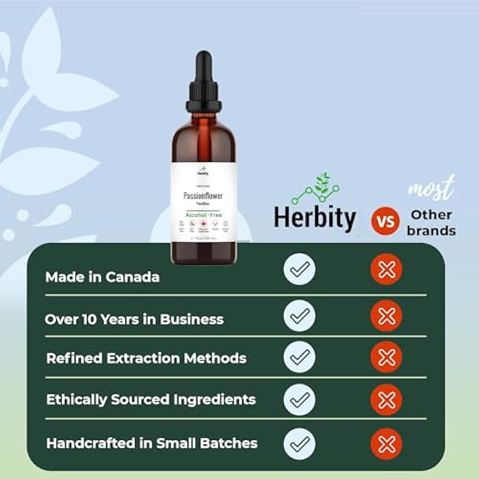 Herbity Passionflower Tincture – Alcohol-Free Herbal Extract for Calm, Mood & Sleep Support – Glycerin-Based, Vegan & No Added Sugar-Free Supplement – (1.7 Fl Oz) - Image 4