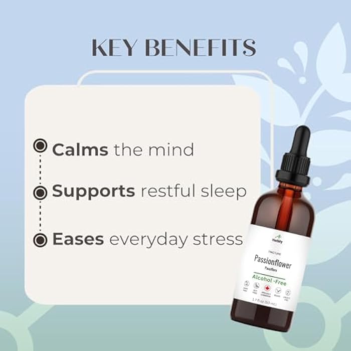 Herbity Passionflower Tincture – Alcohol-Free Herbal Extract for Calm, Mood & Sleep Support – Glycerin-Based, Vegan & No Added Sugar-Free Supplement – (1.7 Fl Oz) - Image 3