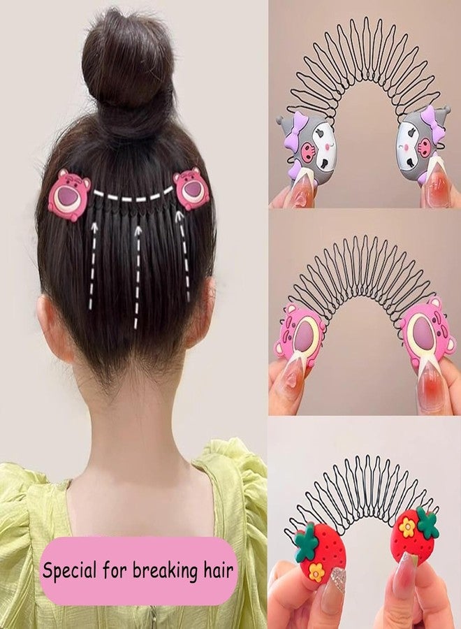 VUNIO Small Cartoon Kids Hair Clips - 2 PCS Invisible Stretchable Creaseless Hairpins for Girls - Non-Slip Bangs Comb Clips, Cute Hair Accessories, No Mark Hair Barrettes for Toddlers & Children - Image 3