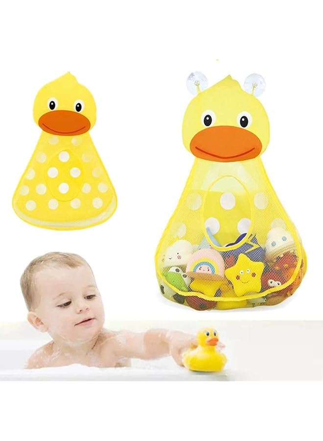 Excefore Baby Bath Toy Organizer Cute Animal Shape Bathroom Toy Storage Net Bag With Strong Suction Cups Keep Kids Bathtub Toys Dry And Neat (Yellow Duck) Bath Toy Bag Cute Cartoon Bath - Image 3