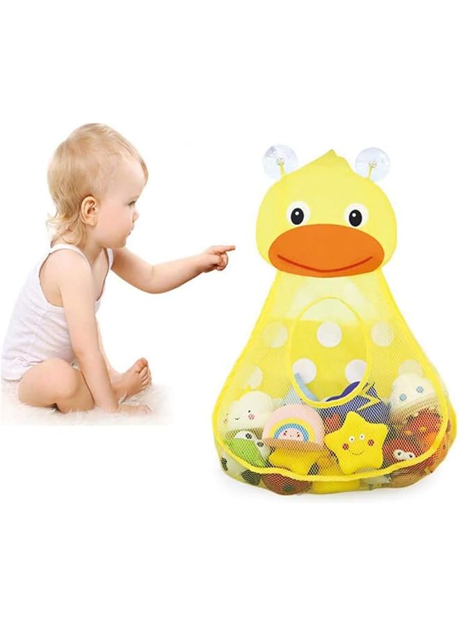 Excefore Baby Bath Toy Organizer Cute Animal Shape Bathroom Toy Storage Net Bag With Strong Suction Cups Keep Kids Bathtub Toys Dry And Neat (Yellow Duck) Bath Toy Bag Cute Cartoon Bath - Image 2
