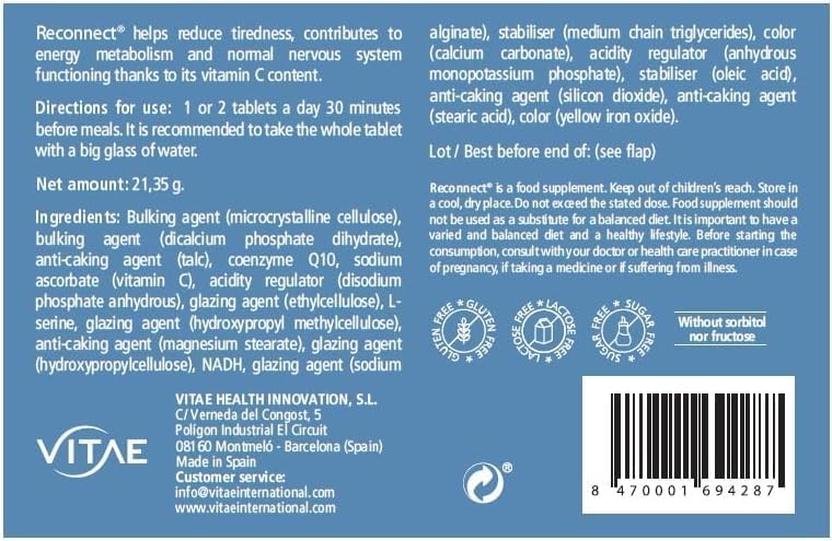 Vitae ReConnect 15 tablets NADH CoQ10 Serine Vitamin C Energy Improve performance Memory Mental fatigue Focus and concentration - Image 5