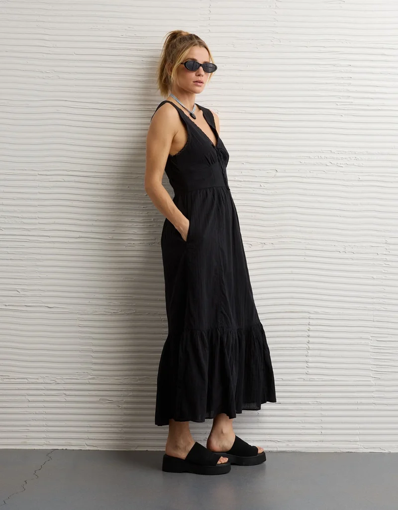 American Eagle  AE Tie-Front Midi Dress for Women | Best Price UAE