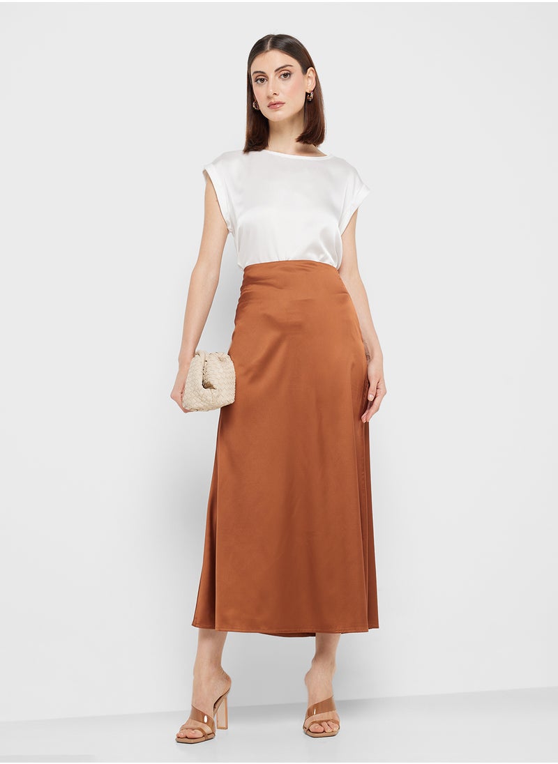 ELLA Long Satin Skirt  - Image 1