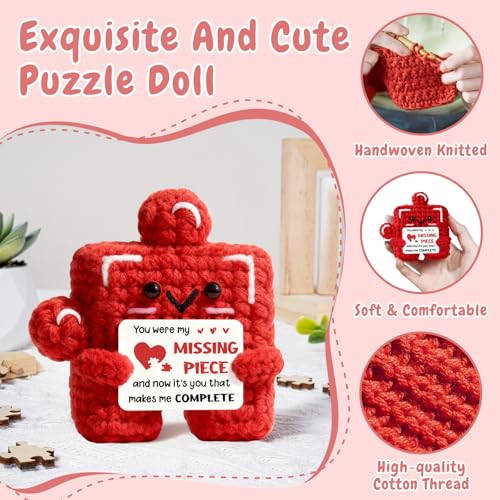 Sayregifty Heartfelt Gifts for Girlfriend Wife Her, Handmade Crochet Puzzle Piece Plush, Cute Romantic I Love You Gift Valentines Anniversary Meaningful Gifts for Girlfriend Her Wife - Image 3