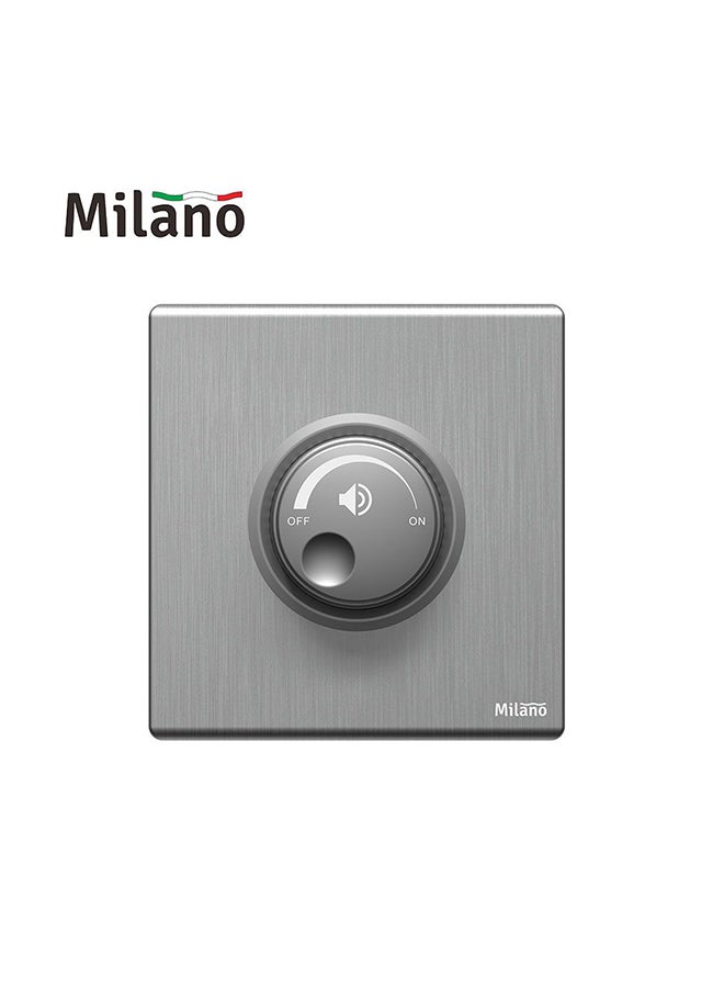DANUBE HOME Milano Aura Volume Controller Switch - Brushed Silver Polycarbonate Electrical Tool - Durable 25 Years - High-Quality Switches & Sockets for Home & Office - Made in China