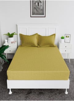 MAXQON Deep Fitted Bed Sheet +2Pcs Pillow Covers, King/Queen/Double/Single Sizes, Color Gold, Depth 30cm  - Image 4