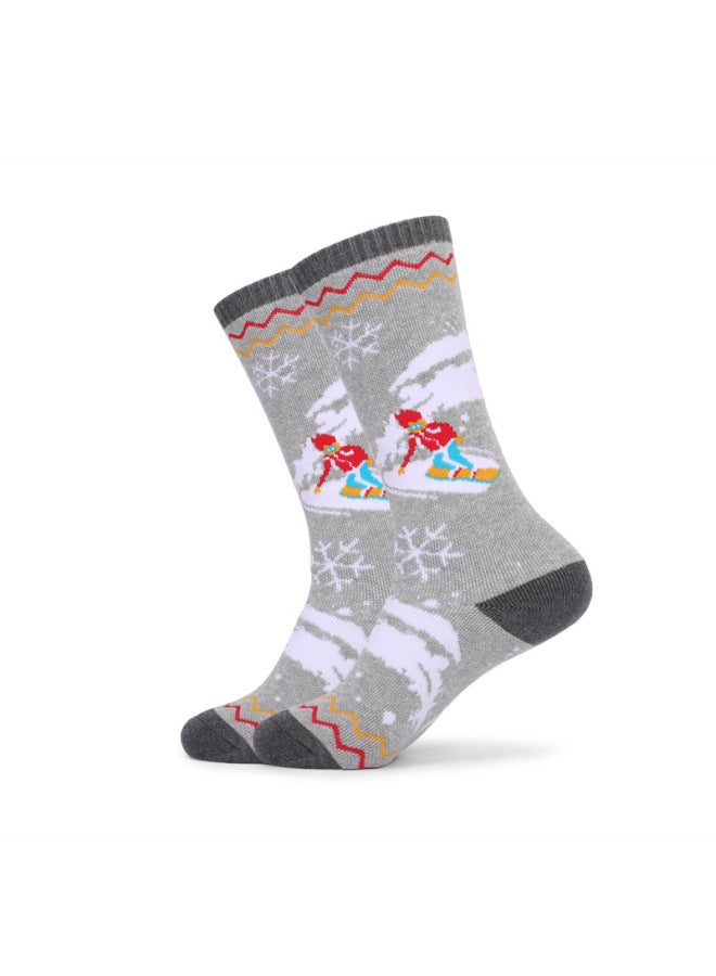 Two Wolf Kidsren's Ski Socks Towel Bottom Thickeneded Sweat-absorbent Winter Outdoor Non-slip Sports Long Warm Cotton Socks