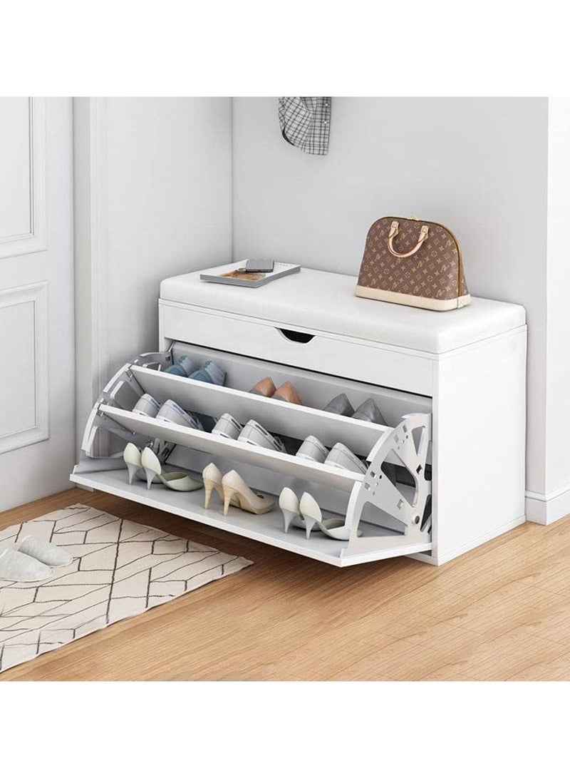 DubaiGallery Shoe Storage Bench with Hidden Shoe Rack,Leather Entryway Shoe Bench Seat Shoe Organizer Shoe Cabinet,Modern Entry Decorative - Image 1