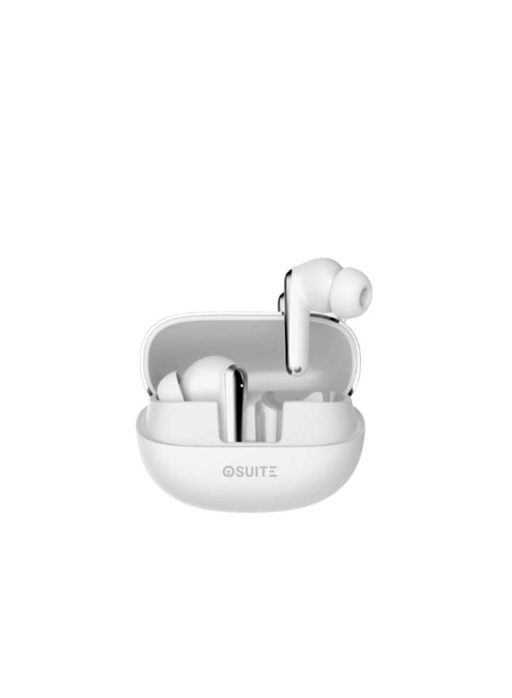 iOsuite BTW77 Bluetooth Earbuds – Dual Pairing, ANC Sound, Fast Charging & Touch Control in White Colour