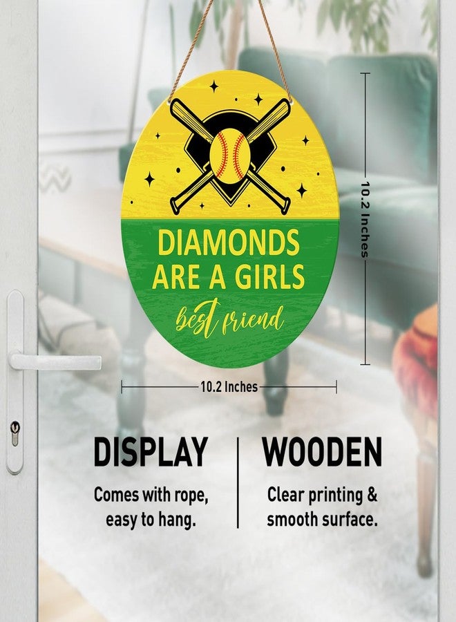 HSNBT Softball Decor for Girls Bedroom, Softball Sign Decor for Home Front Door Bedroom Porch Sport Wall Hanging Signs Decorations Gift for Softball Player Girl, Diamonds Are a Girls Best Friend - Image 2