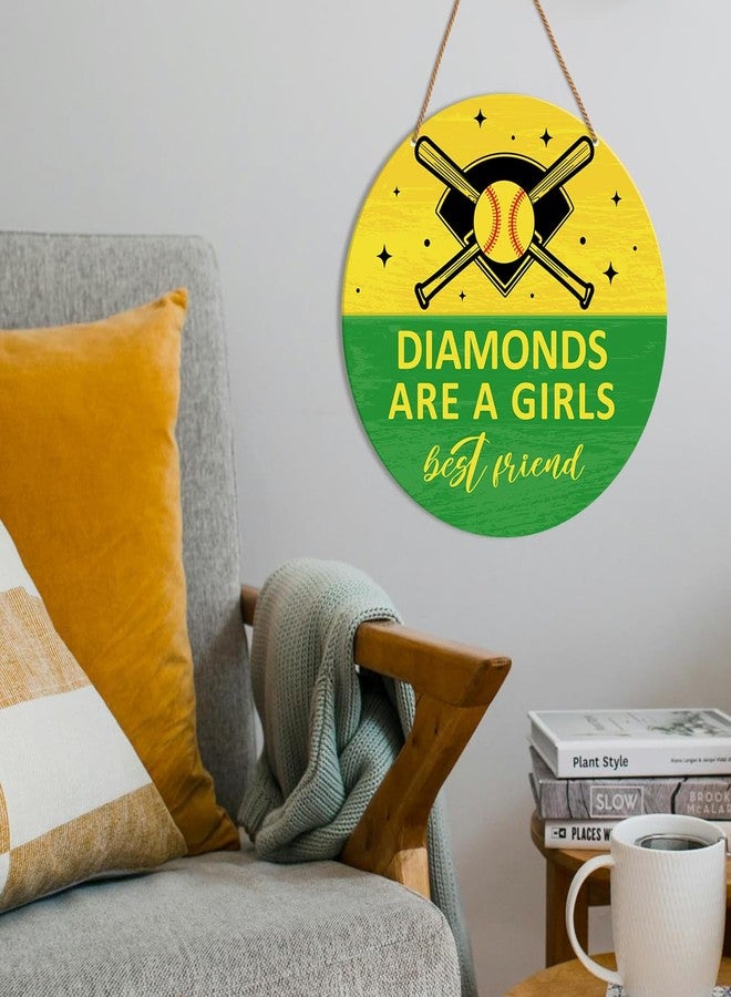 HSNBT Softball Decor for Girls Bedroom, Softball Sign Decor for Home Front Door Bedroom Porch Sport Wall Hanging Signs Decorations Gift for Softball Player Girl, Diamonds Are a Girls Best Friend - Image 4