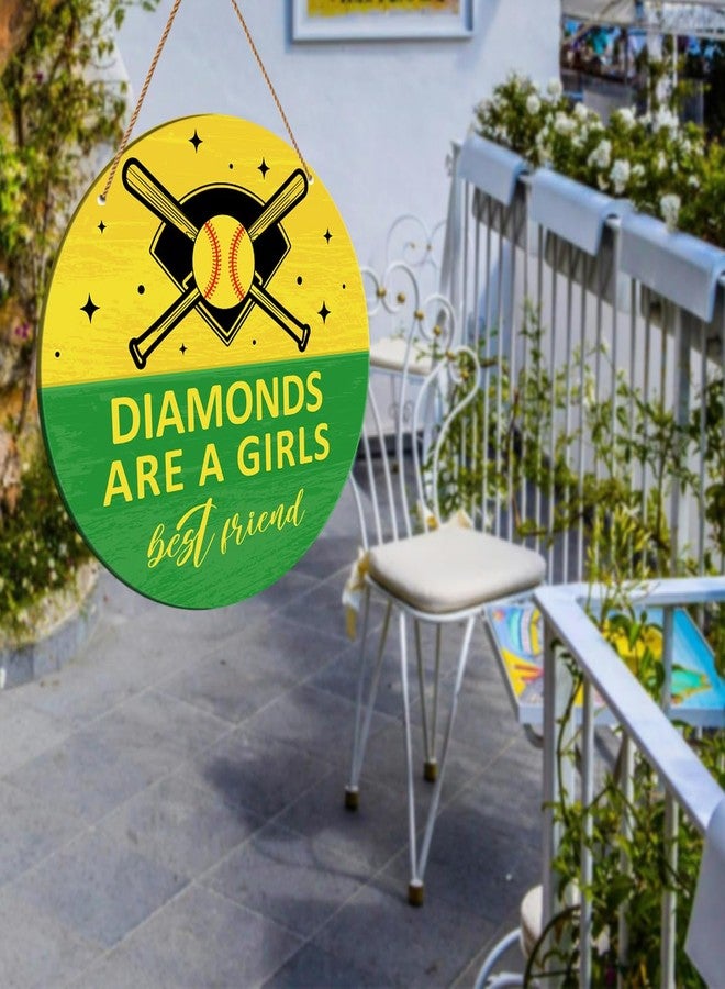 HSNBT Softball Decor for Girls Bedroom, Softball Sign Decor for Home Front Door Bedroom Porch Sport Wall Hanging Signs Decorations Gift for Softball Player Girl, Diamonds Are a Girls Best Friend - Image 5