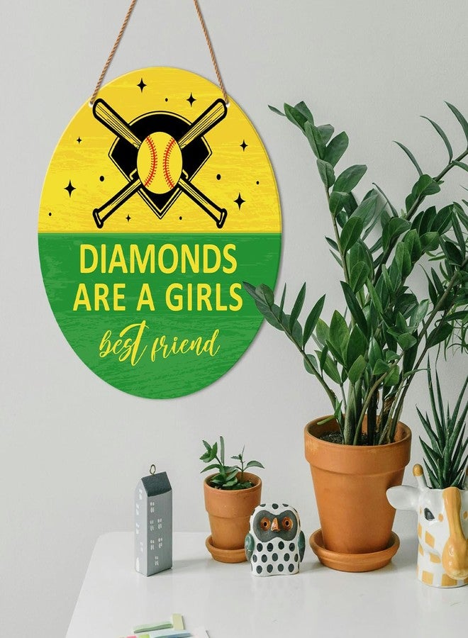 HSNBT Softball Decor for Girls Bedroom, Softball Sign Decor for Home Front Door Bedroom Porch Sport Wall Hanging Signs Decorations Gift for Softball Player Girl, Diamonds Are a Girls Best Friend - Image 3