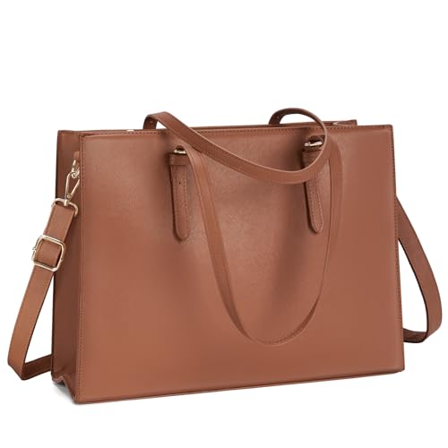 NUBILY Laptop Bag for Women Waterproof Lightweight Leather 15.6 Inch Computer Tote Bag Business Office Briefcase Large Capacity Handbag Shoulder Bag Professional Office Work Bag - Image 1