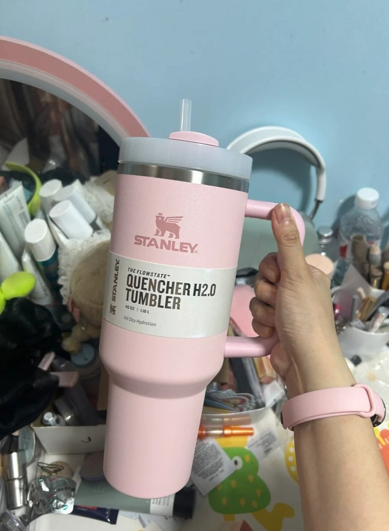 Stanley Quencher H2.0 FlowState Stainless Steel Vacuum Insulated Tumbler with Lid and Straw for Water, Iced Tea or Coffee, Smoothies and More, 40 Ounces Stainless Steel - Image 2