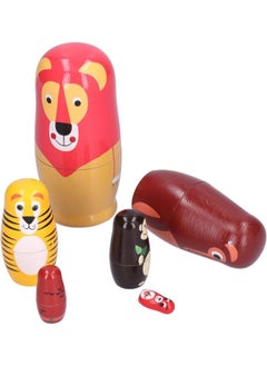 klarako 6Pcs Nesting Dolls Wooden Cute Russian Nesting Dolls Kit Wooden Cartoon Animal Pattern Matryoshka Stacking Dolls Ornament Children's Festival Gifts  - Image 3