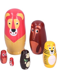 klarako 6Pcs Nesting Dolls Wooden Cute Russian Nesting Dolls Kit Wooden Cartoon Animal Pattern Matryoshka Stacking Dolls Ornament Children's Festival Gifts  - Image 5