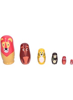 klarako 6Pcs Nesting Dolls Wooden Cute Russian Nesting Dolls Kit Wooden Cartoon Animal Pattern Matryoshka Stacking Dolls Ornament Children's Festival Gifts  - Image 2